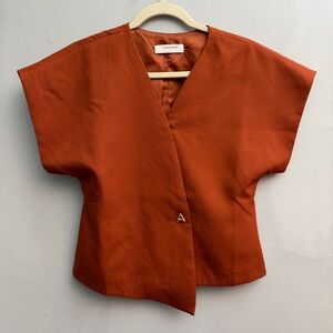 *New* Commense Trendy V-Neck Button Down Blouse, Size Small